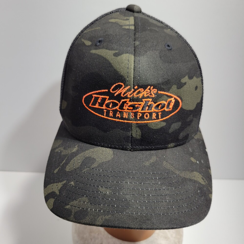 Nick's Hotshot Transport Hat Mens Green Black Camo Polyester Mesh Snapback